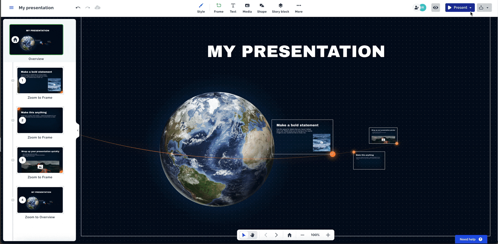 Prezi zooming presentations