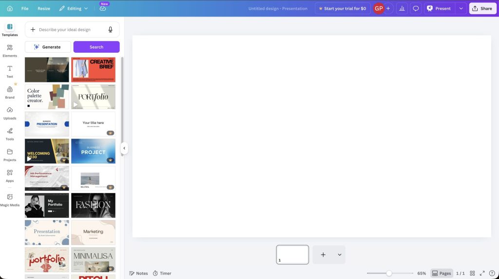 a screenshot of a Canva presentation template
