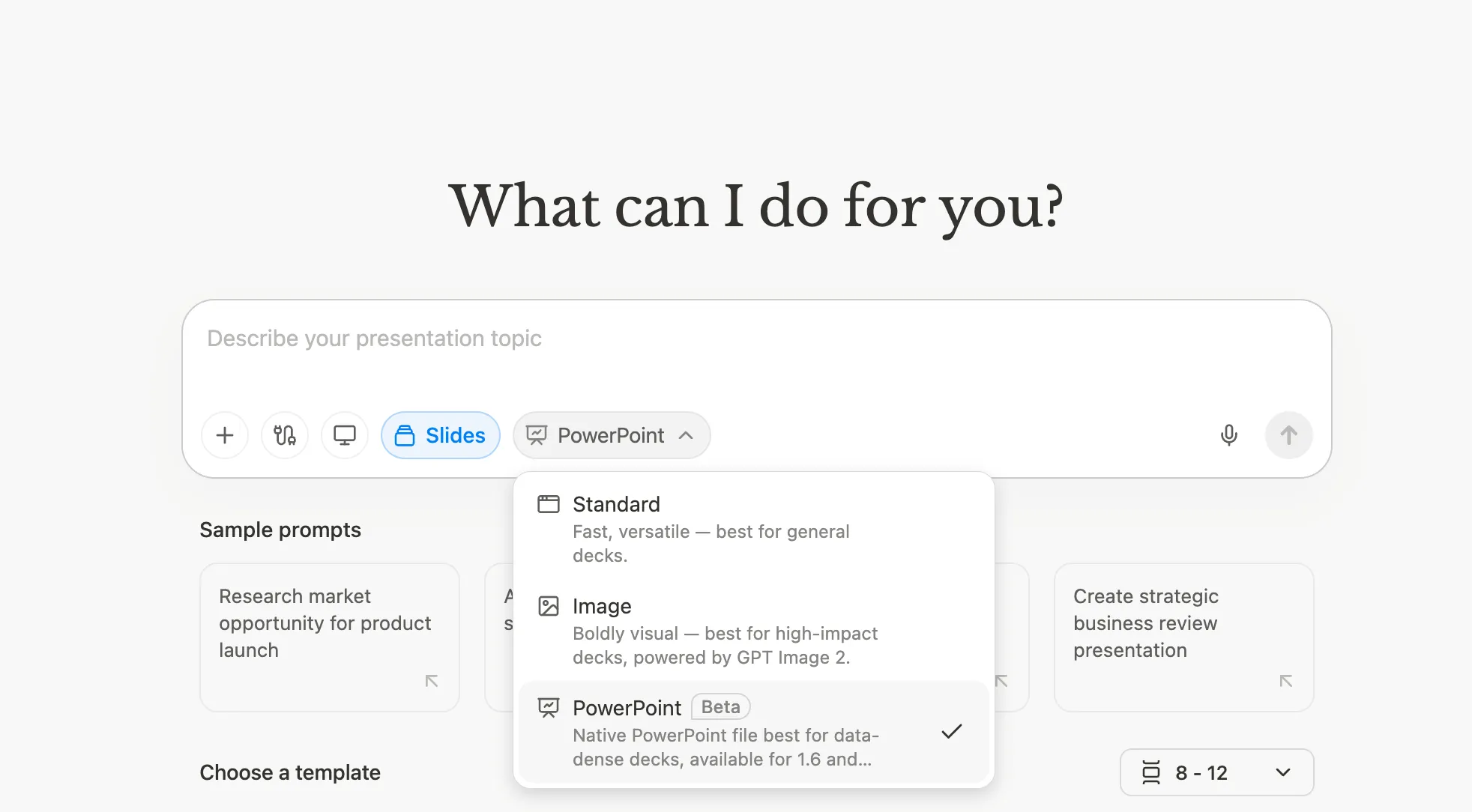 Selecting presentation slides in Manus AI chat