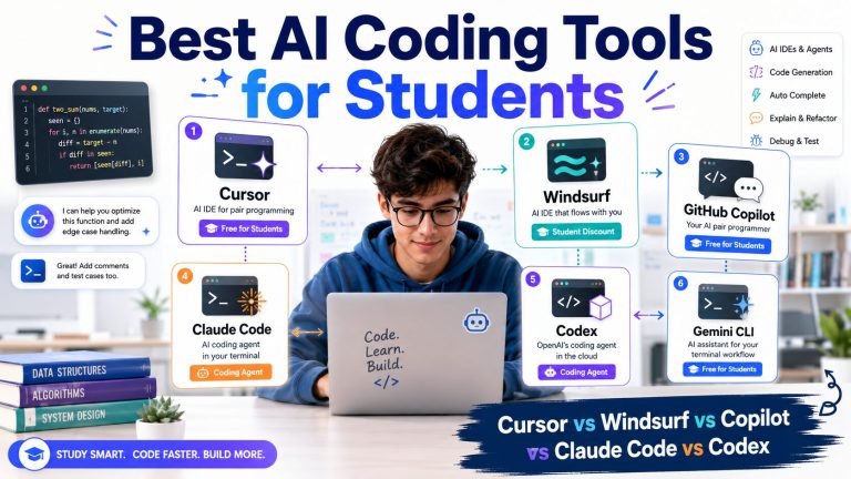Best AI Coding Tools for Students in 2026: Cursor vs Windsurf vs Copilot vs Claude Code vs Codex
