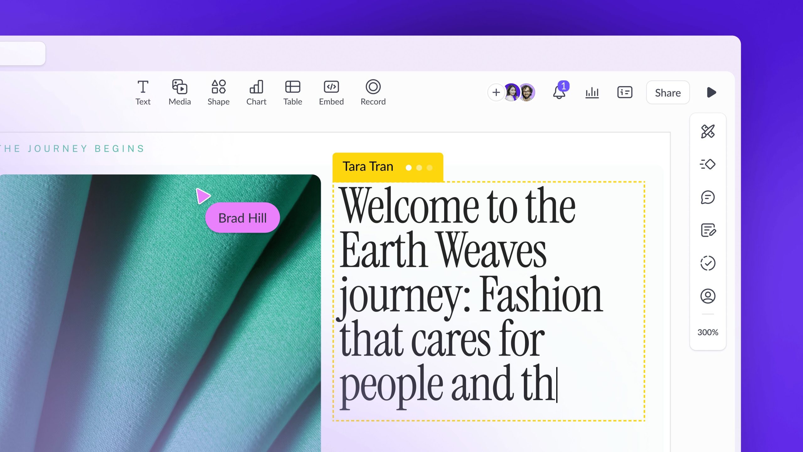 Pitch collaboration features for group presentations