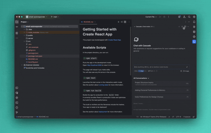 Windsurf Cascade managing project memories inside the AI code editor