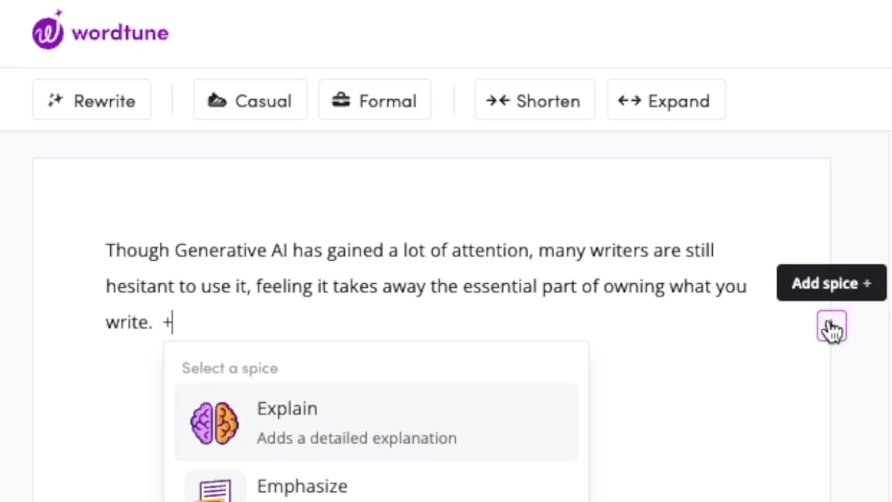 Wordtune Explain feature simplifying difficult text for students