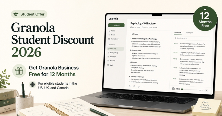 Granola Student Discount 2026 with 12 months of Granola Business free