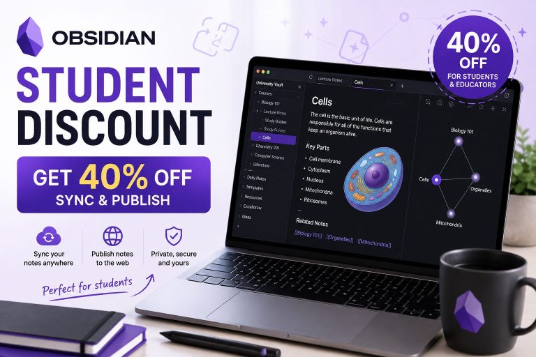 Obsidian student discount 2026 for Sync and Publish education pricing