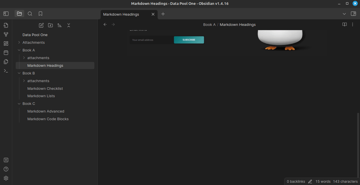 Linking Obsidian notes by dragging and dropping a note into the editor
