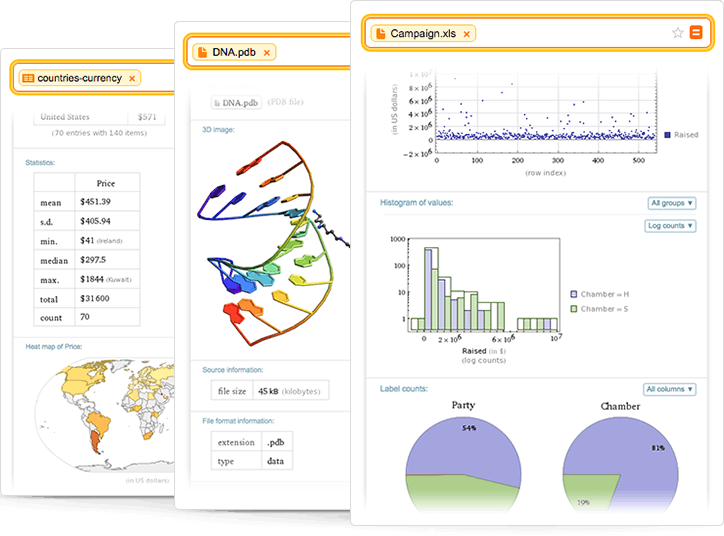 Wolfram Alpha Pro XLS PDB and table data visualizations