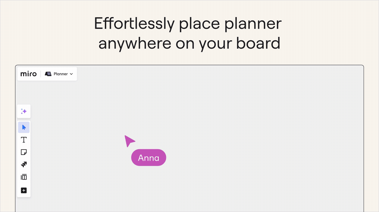 Miro Planner displaying project tasks and planning data on a collaborative Miro board
