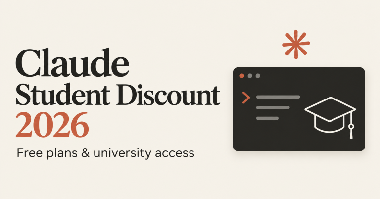 Claude Student Discount 2026 — Free plans and university access, with a terminal and graduation cap illustration