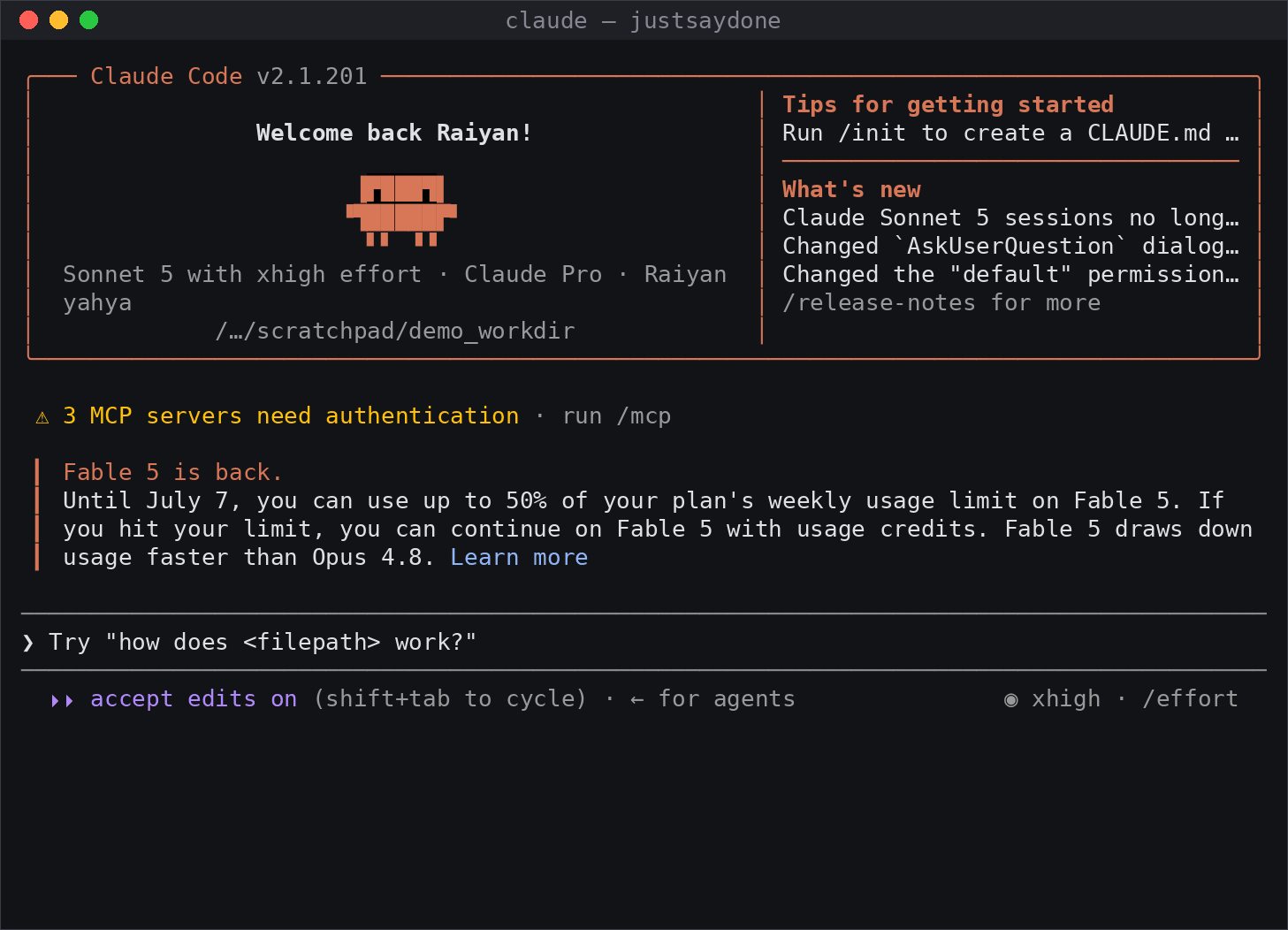 Animated Claude Code terminal demonstration of a coding task